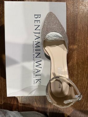 Benjamin Walk Glitter Pointed Toe Ankle Strap Pump in Champagne Gold
